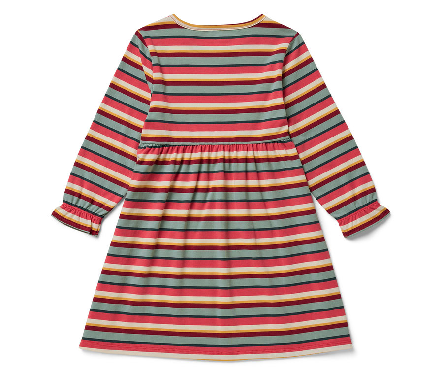 Vue arrière d'une robe rayée à manches longues.