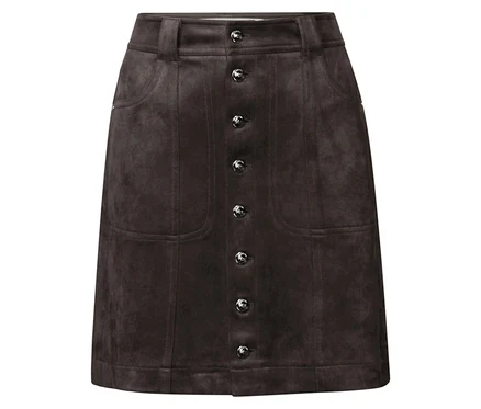 Jupe de velours marron Street One boutonnée.