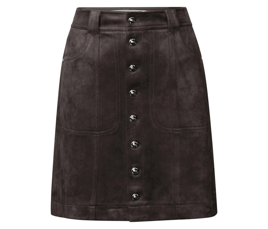 Jupe de velours marron Street One boutonnée.