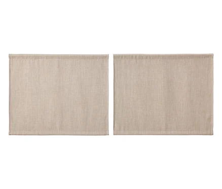 Deux morceaux de tissu beige avec une texture tissée sont placés côte à côte.