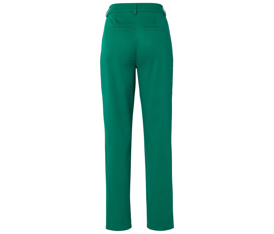 Vue arrière d'un pantalon vert à jambes droites.