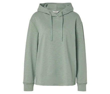 Sweat à capuche vert clair à manches longues avec cordon de serrage.