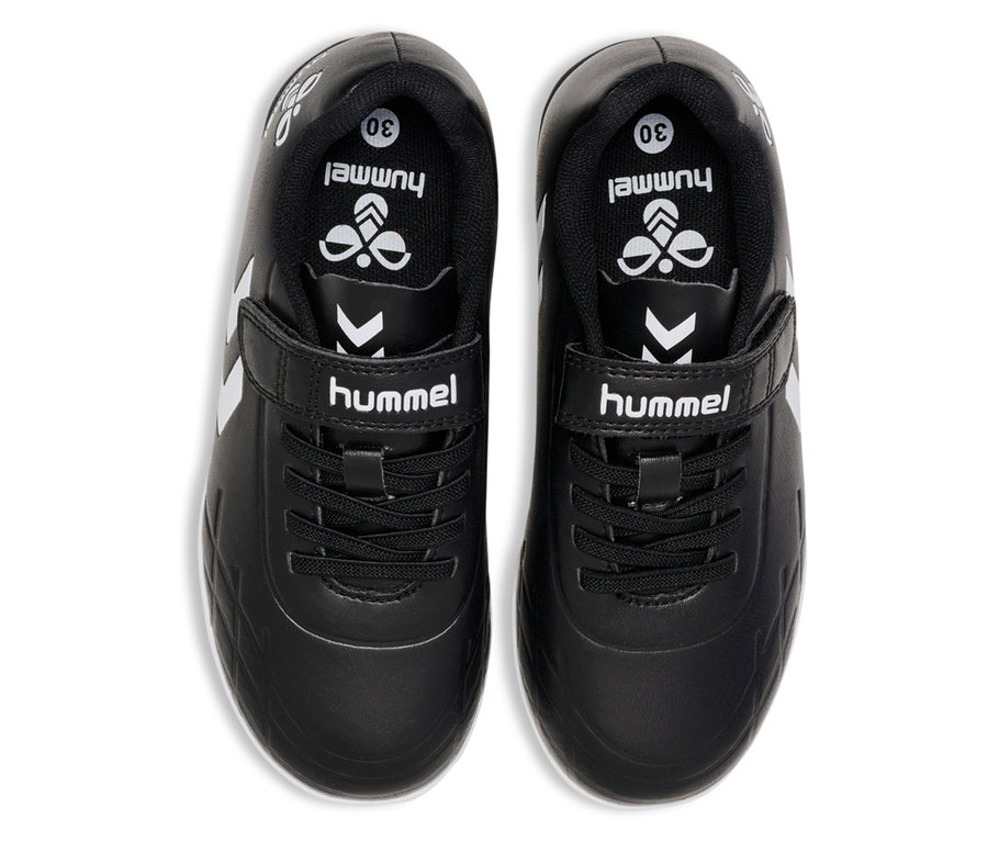 Vue de dessus d'une paire de chaussures de football hummel® Top Star Turf JR, noir.