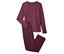 Ensemble de pyjama bordeaux composé d'un haut à manches longues et d'un pantalon à motif zigzag sur fond blanc.