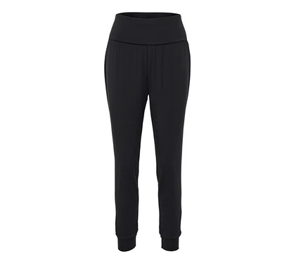 Pantalon de survêtement noir avec taille élastique et poignets.