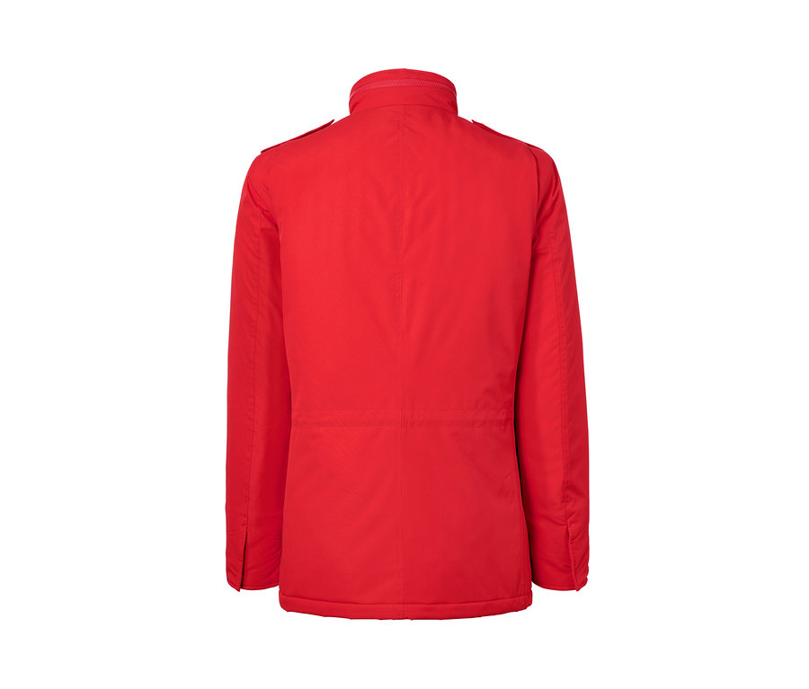 Vue arrière d'une veste Field rouge.