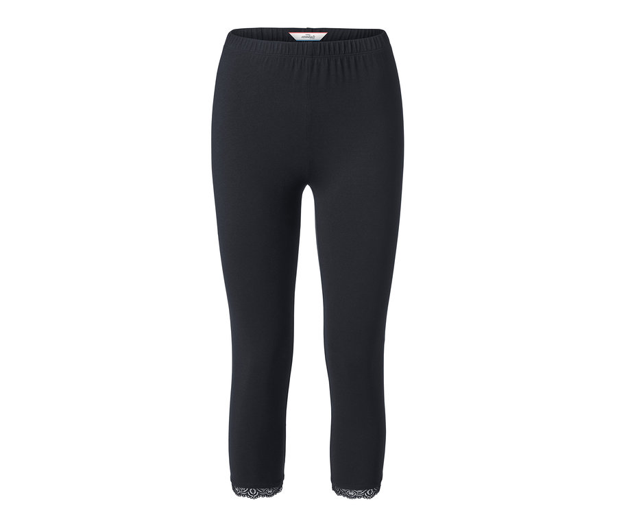 Legging 3/4 noir avec bordure en dentelle.