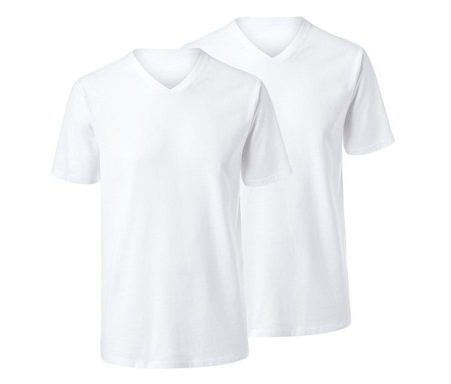 Deux t-shirts blancs avec encolure en V.