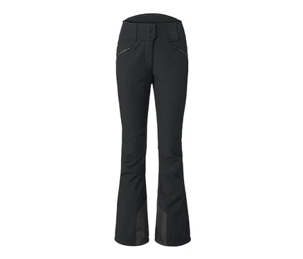 Pantalon de ski noir sur fond blanc.