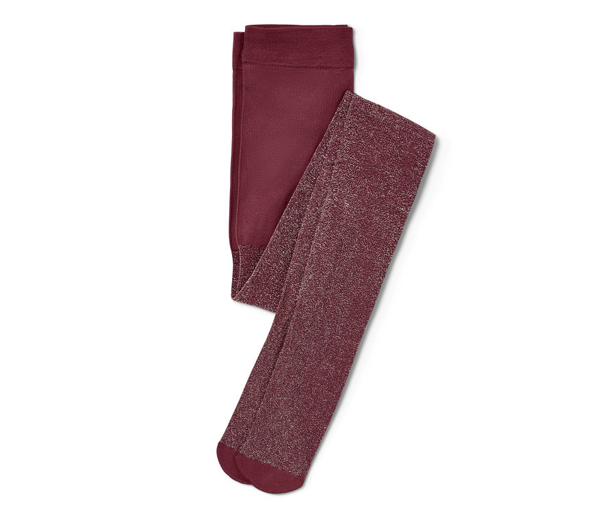 Deux paires de collants bordeaux pour enfant.