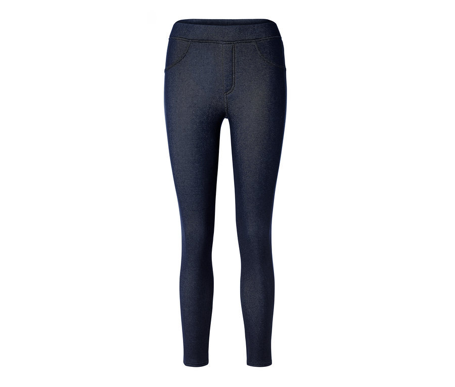 Legging doublé à l’aspect jean, denim bleu foncé.
