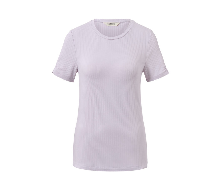 T-shirt côtelé lilas.