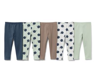 1x bleu moyen, 1x vert menthe avec imprimé intégral, 1x mocca, 1x blanc avec imprimé intégral, 1x vert menthe