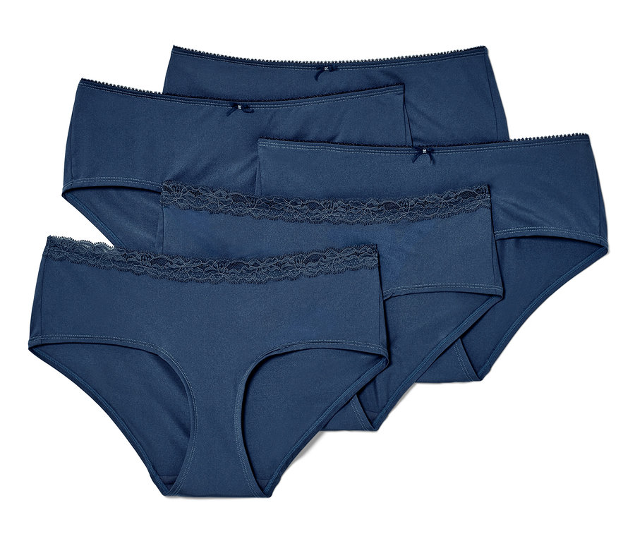 Cinq culottes bleues.