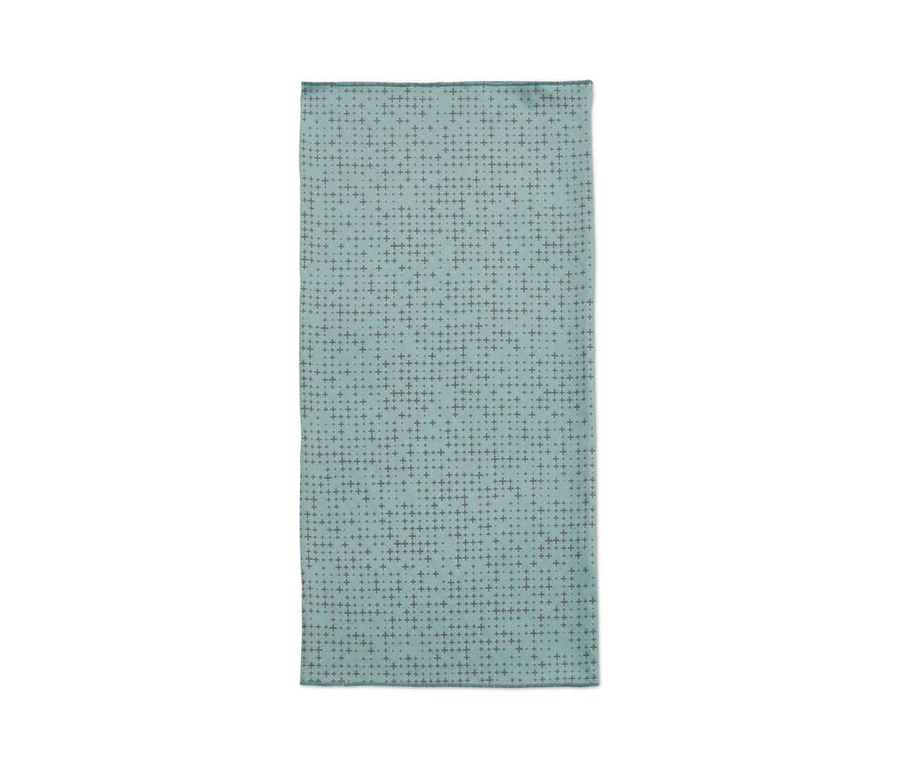 Foulard multifonction bleu avec motif en croix.