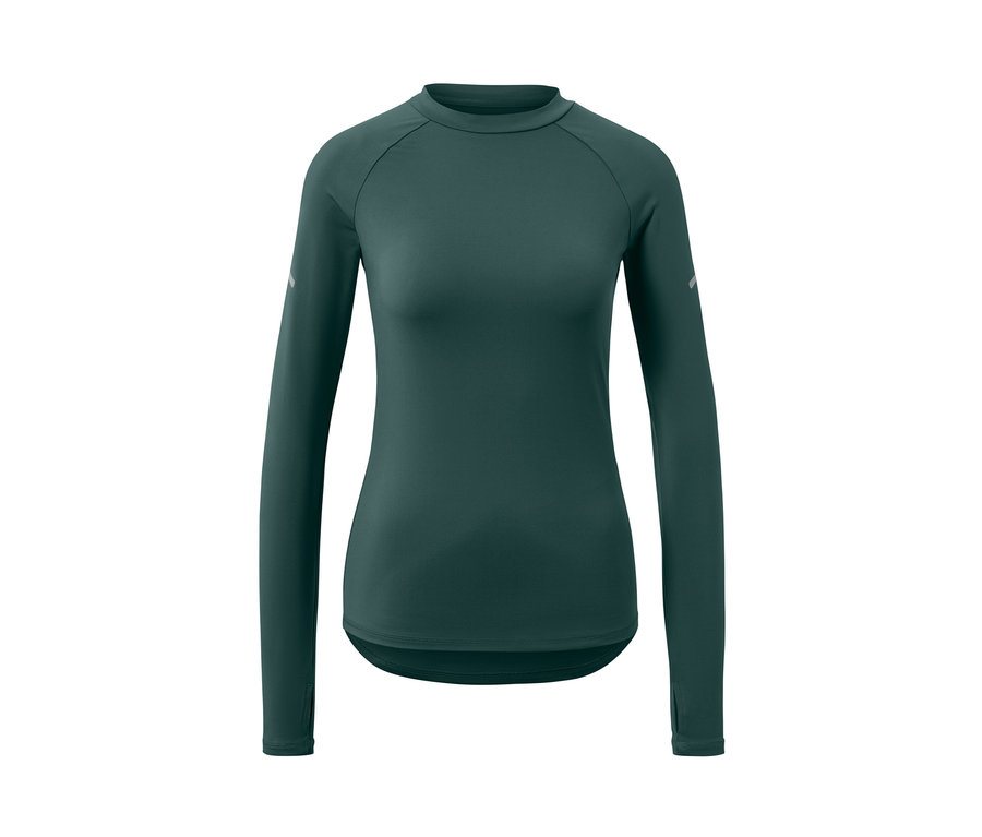 T-shirt technique à manches longues vert foncé.