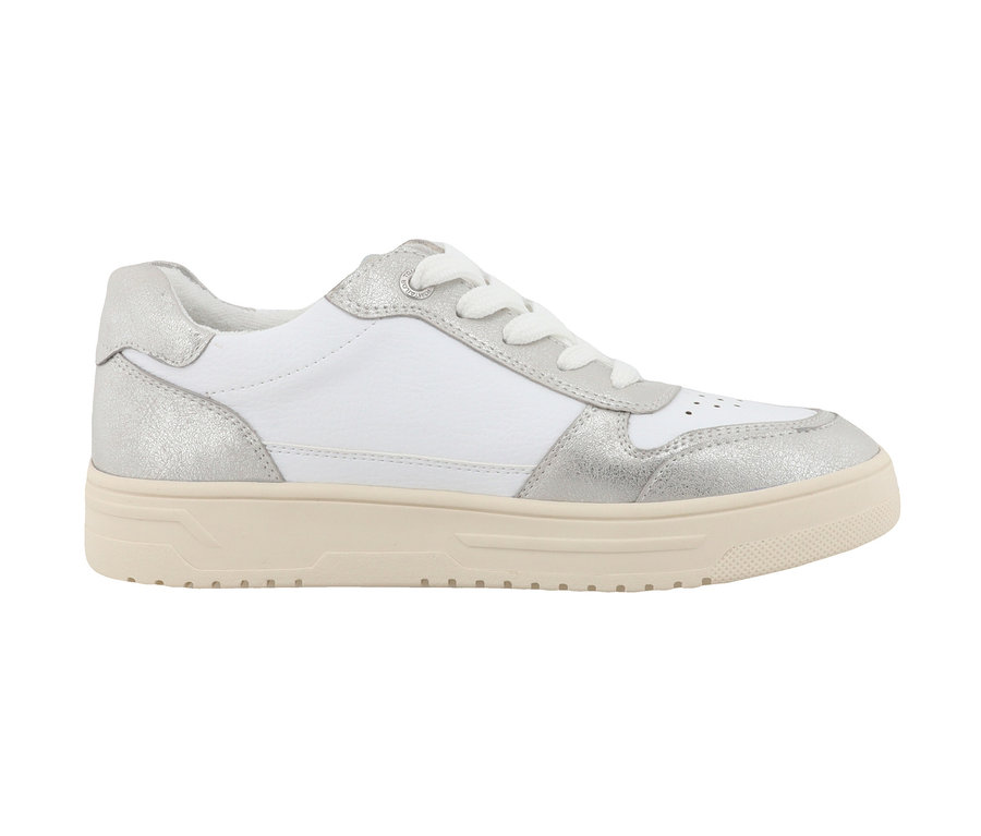 Baskets blanches Tom Tailor avec détails argentés et blancs en PU.