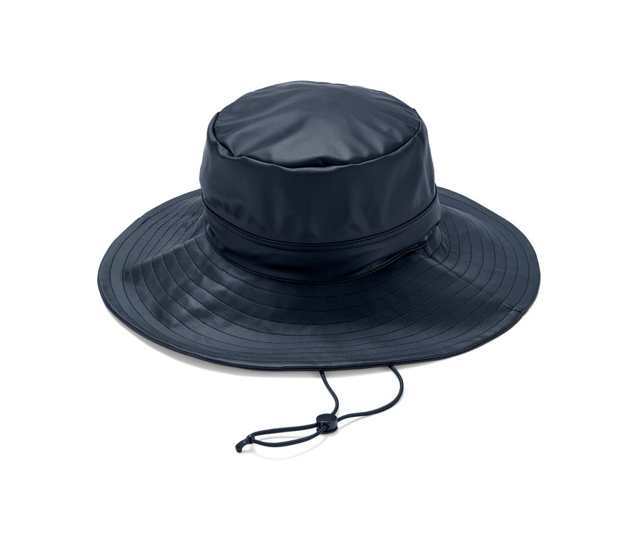 Chapeau de pluie unisexe bleu marine.
