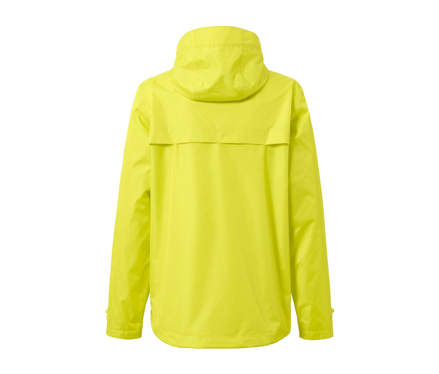 Vue arrière d'une veste de pluie unisexe, citron vert.