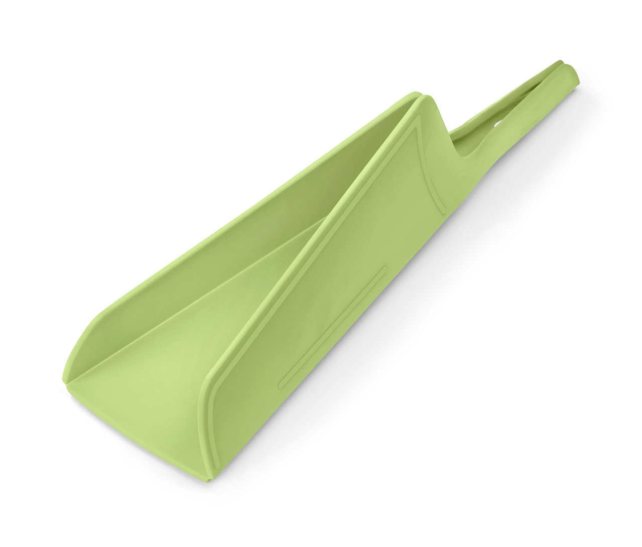 Une planche à découper pliable verte sur un fond blanc.