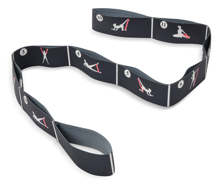 Bande élastique d'exercice avec des illustrations d'exercices.