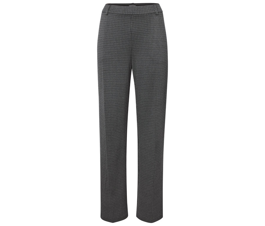 Pantalon gris à carreaux.