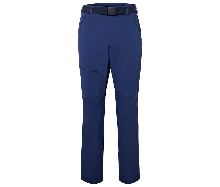 Pantalon d'extérieur softshell bleu avec ceinture.