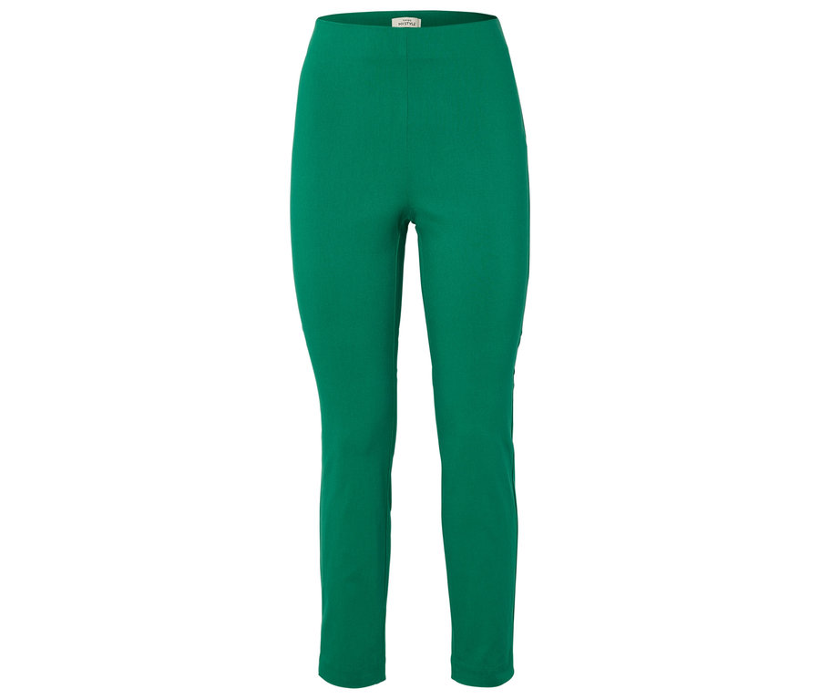 Pantalon vert sur fond blanc.