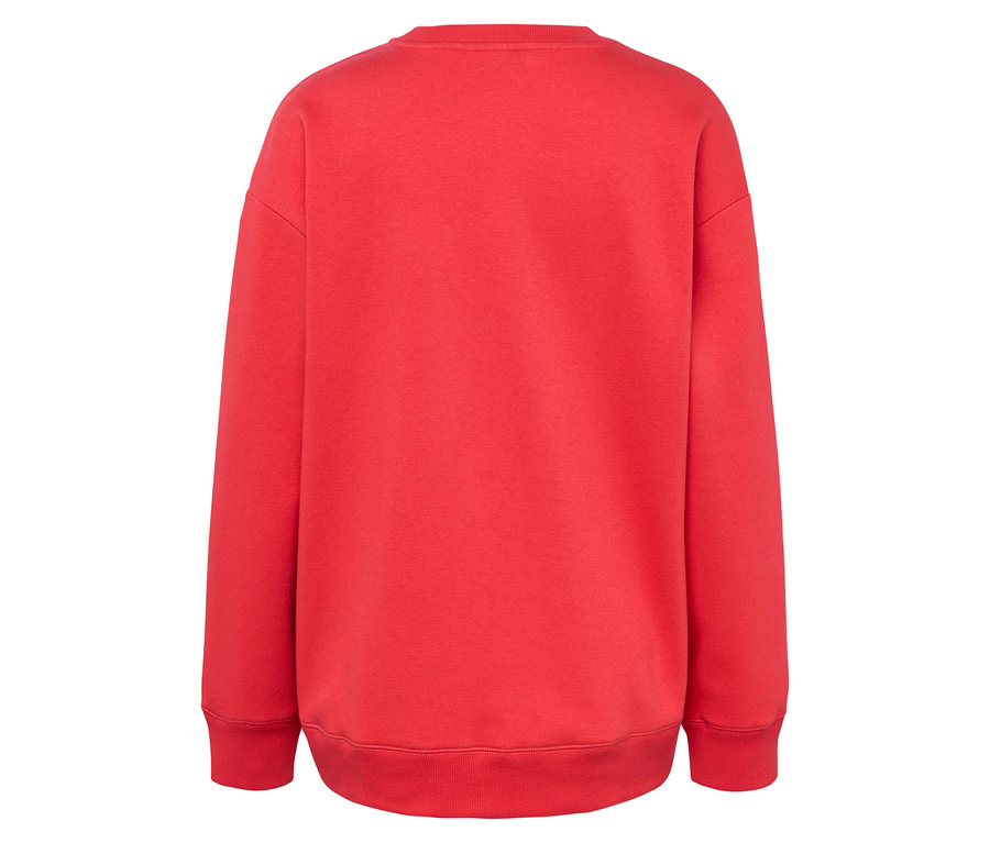 Vue arrière d'un sweat-shirt rouge à manches longues.