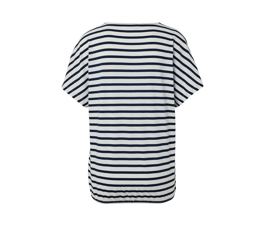 Vue arrière du chemisier à encolure dégagée, rayures.