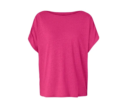T-shirt rose en lin mélangé.
