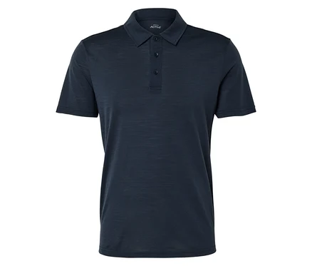 Polo bleu marine à manches courtes avec patte de boutonnage.