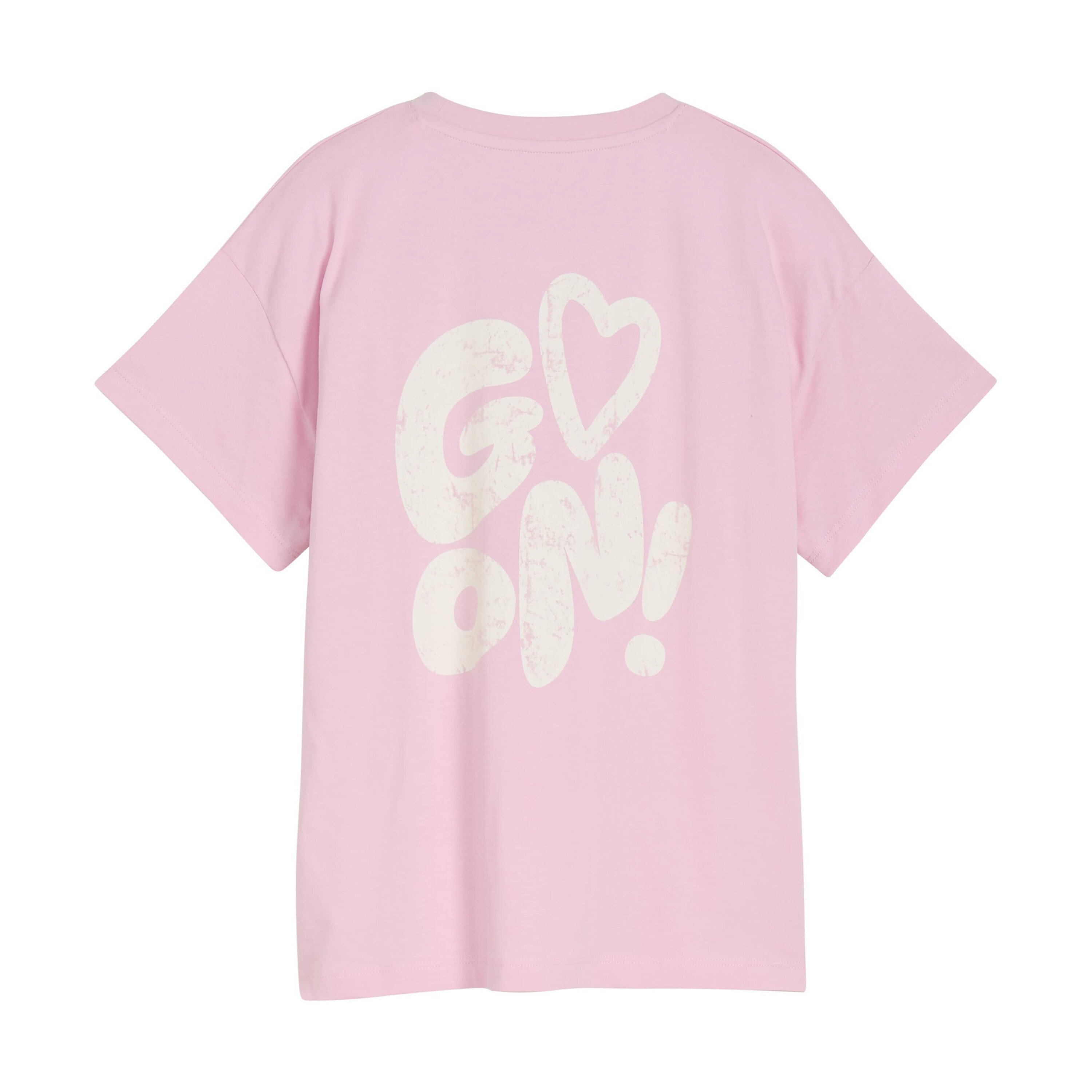 Vue arrière d'un T-shirt Tom Tailor avec imprimé rose.