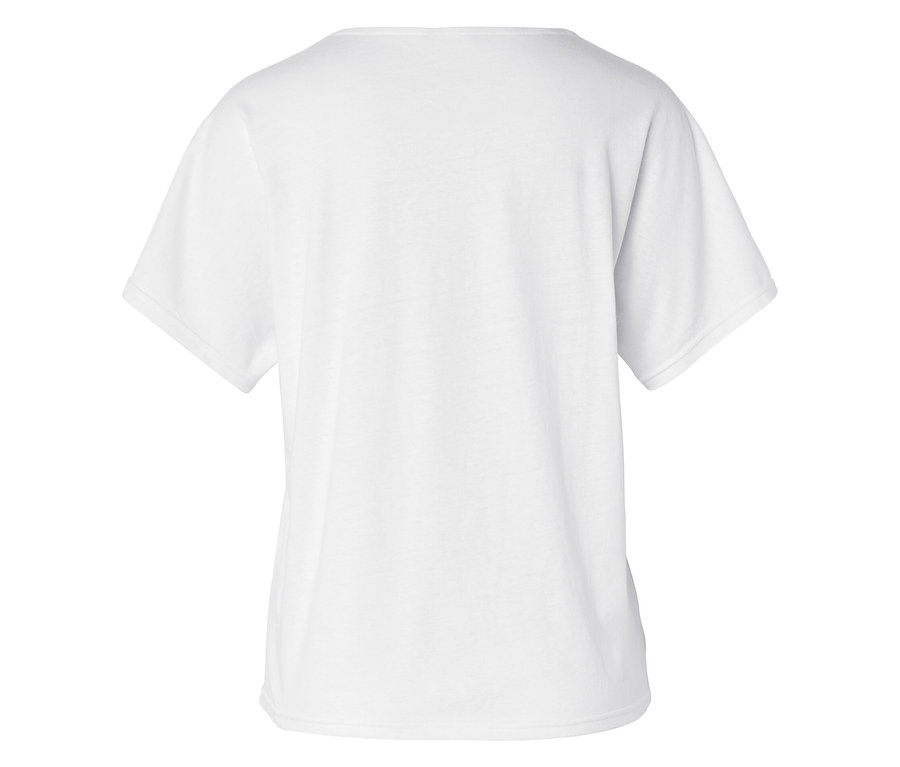 Vue arrière d'un t-shirt blanc uni à manches courtes.