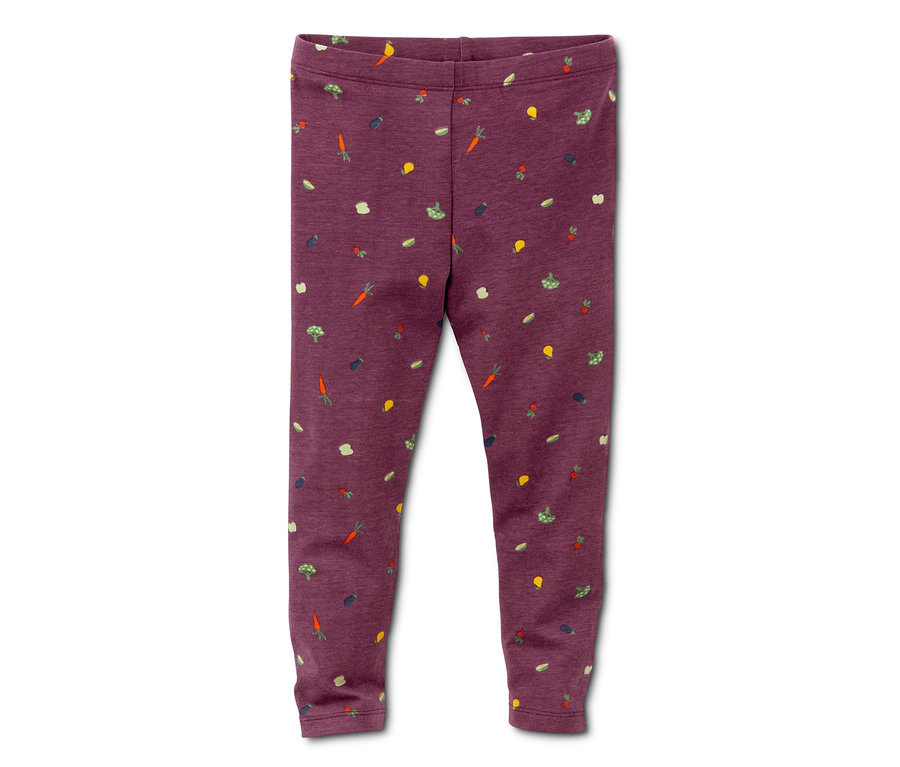 Leggings violets avec imprimé de légumes, 2 pièces.
