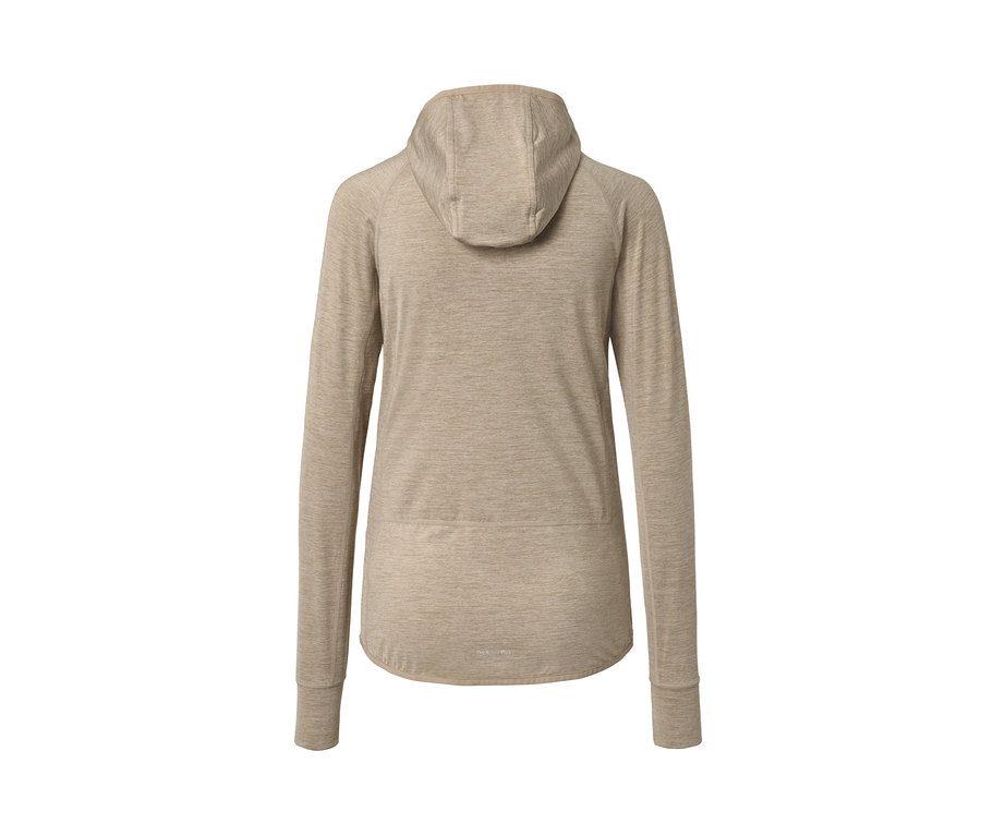 Vue arrière de la veste à capuche « Softtouch » beige.