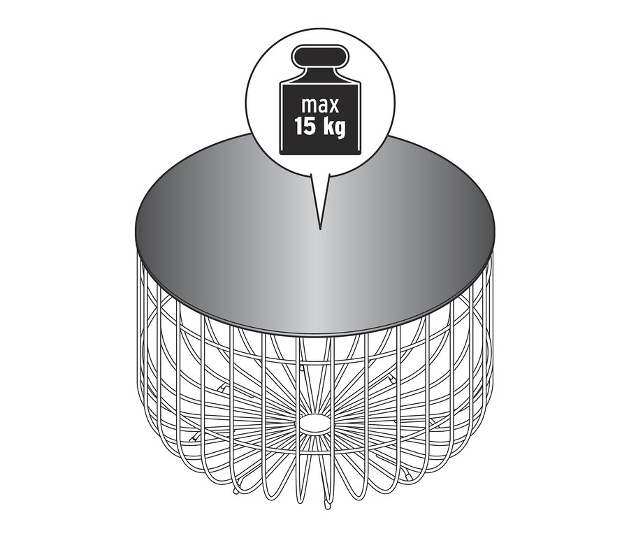 Table basse ronde noire avec plateau en verre.