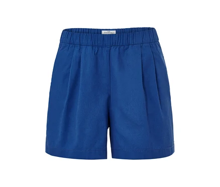 Short tissé bleu avec taille élastique.