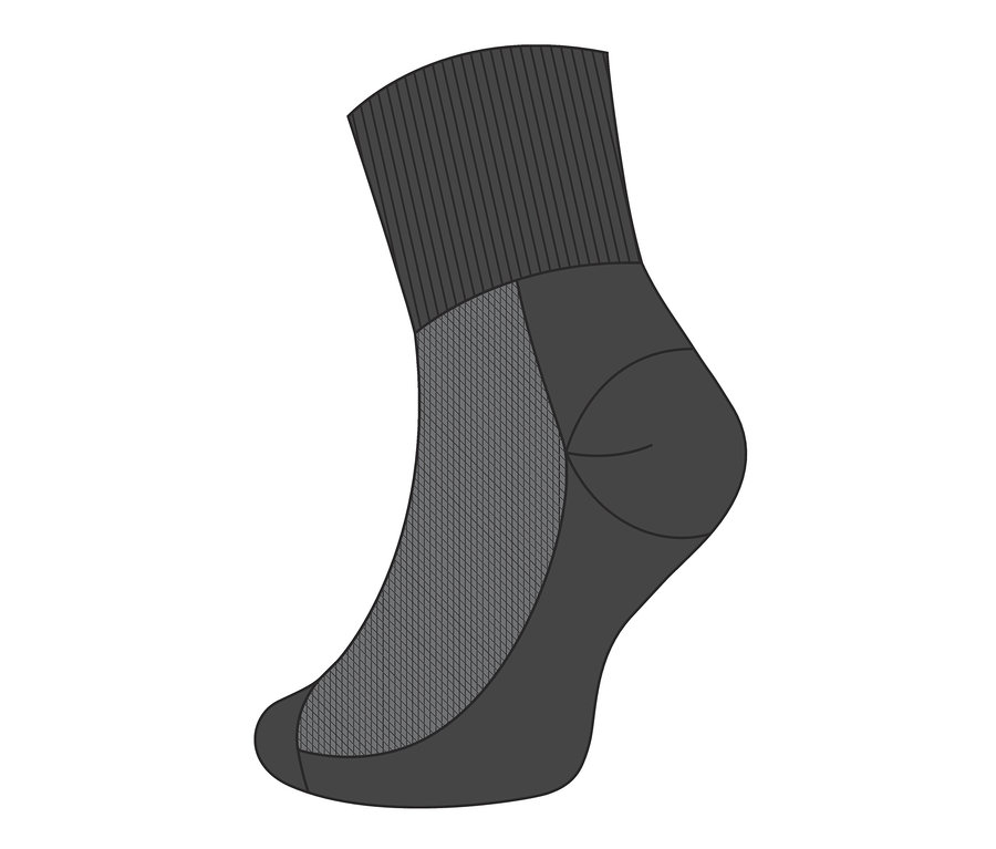 Gros plan d"une paire de chaussettes fonctionnelles unisexes grises.