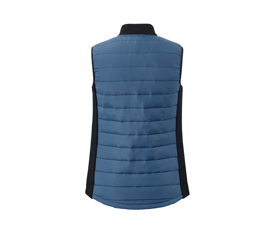 Vue arrière d'un gilet matelassé thermique bleu.