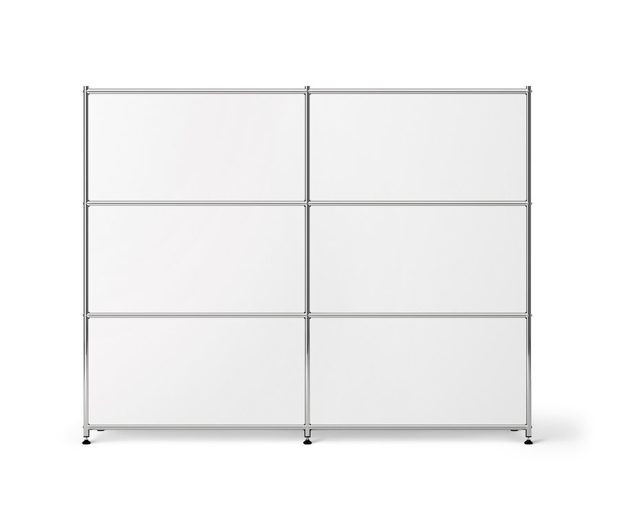 Commode en métal « CN3 » blanche à six abattants amovibles.