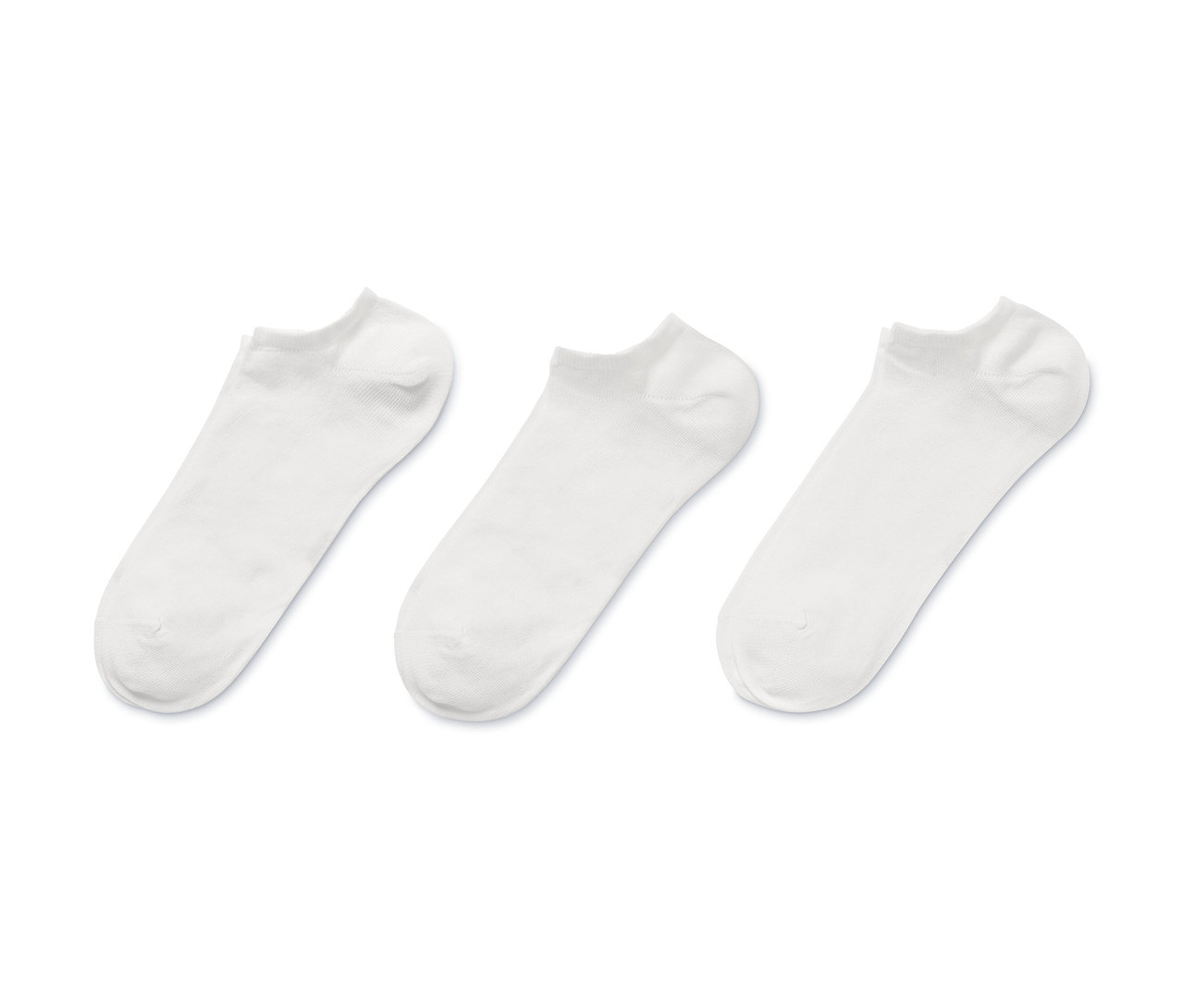 Trois paires de socquettes de sport blanches.