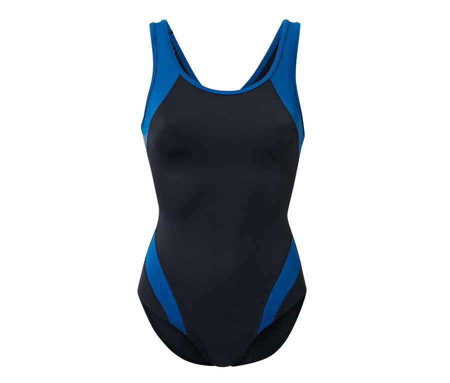 Maillot de bain de sport noir et bleu.