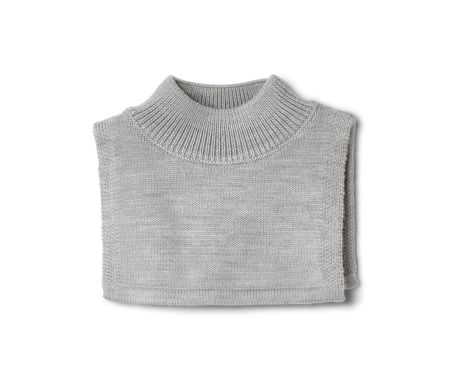 Écharpe-col roulé en laine pour enfant grise, pliée.