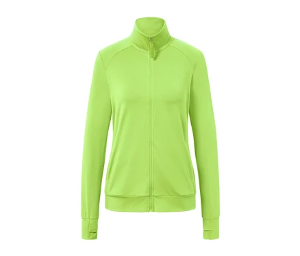 Veste fonctionnelle vert citron avec fermeture éclair.