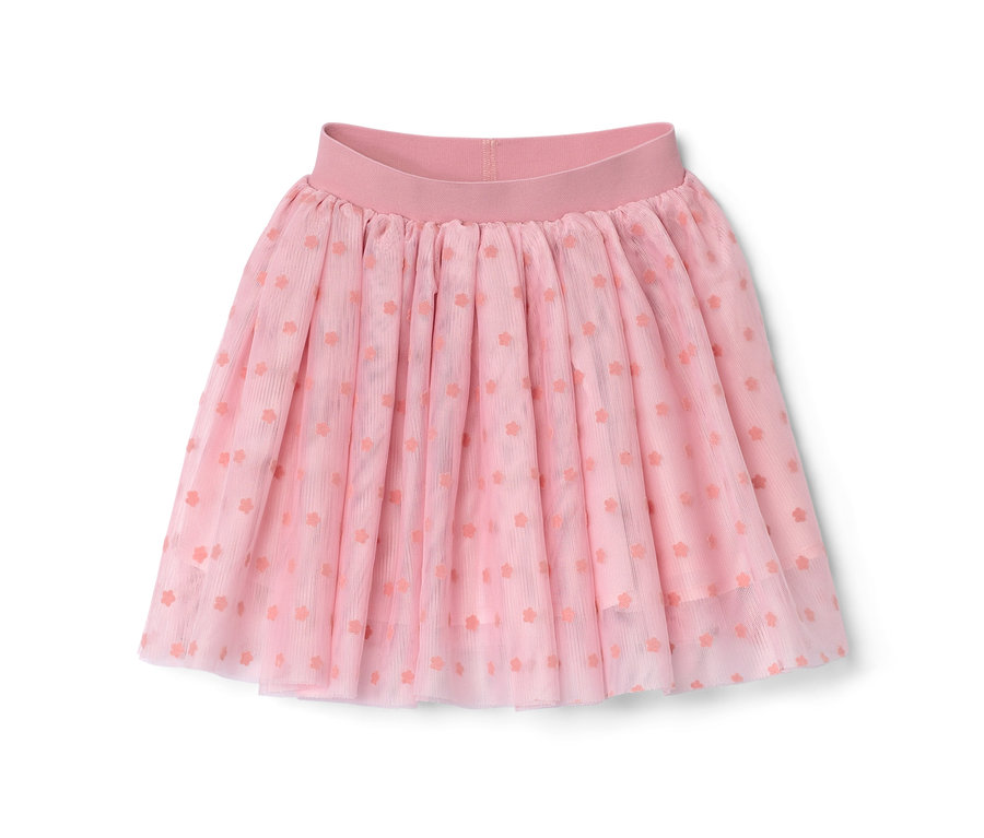 Une jupe en tulle rose pour tout-petits avec un motif floral.