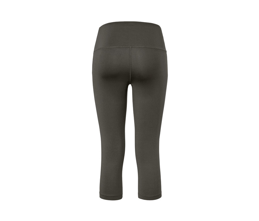 Vue détaillée de dos d'un collant de sport 3/4 olive.