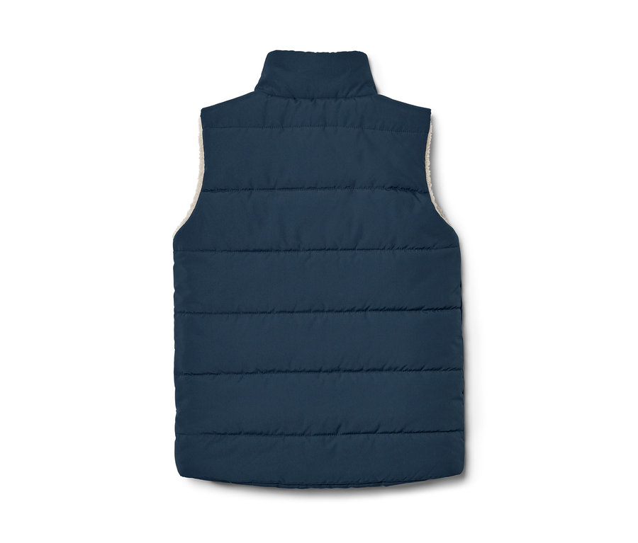 Gilet sans manches matelassé en teddy bleu marine pour enfant.