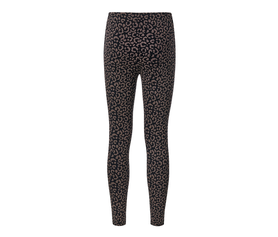 Legging noir avec motif animalier marron.