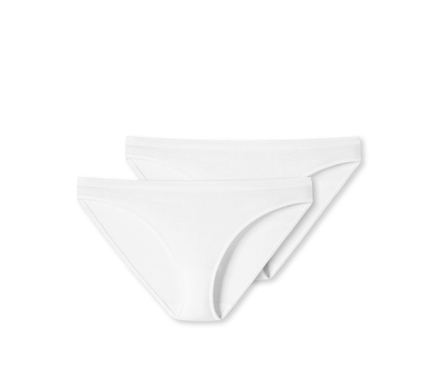Deux mini-slips blancs SCHIESSER en coton bio.